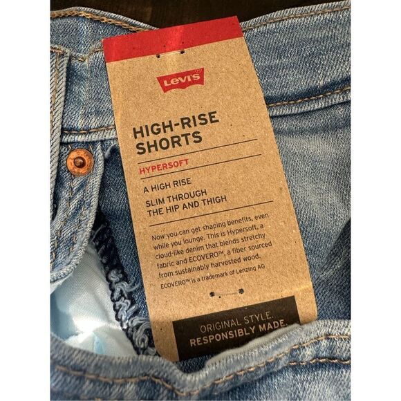 Levi’s HIGH RISE WOMEN'S SHORTS cut off denim size 14 hyper soft - Picture 5 of 7